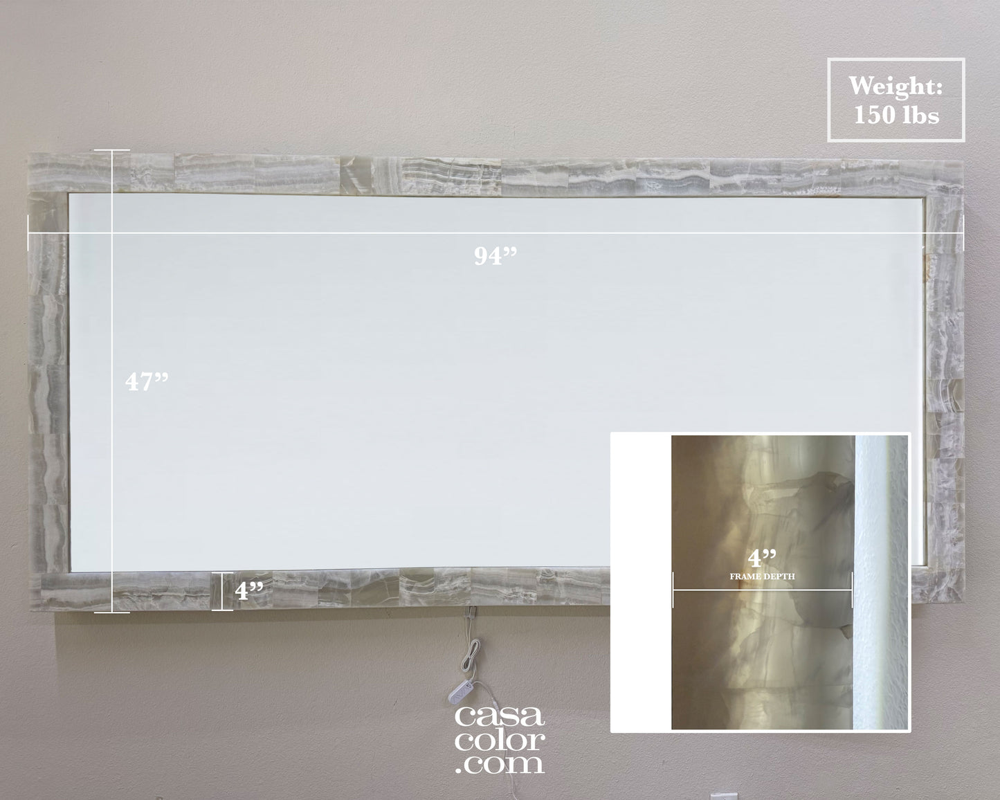 Super Large LED White Onyx Mirror 98"x47"
