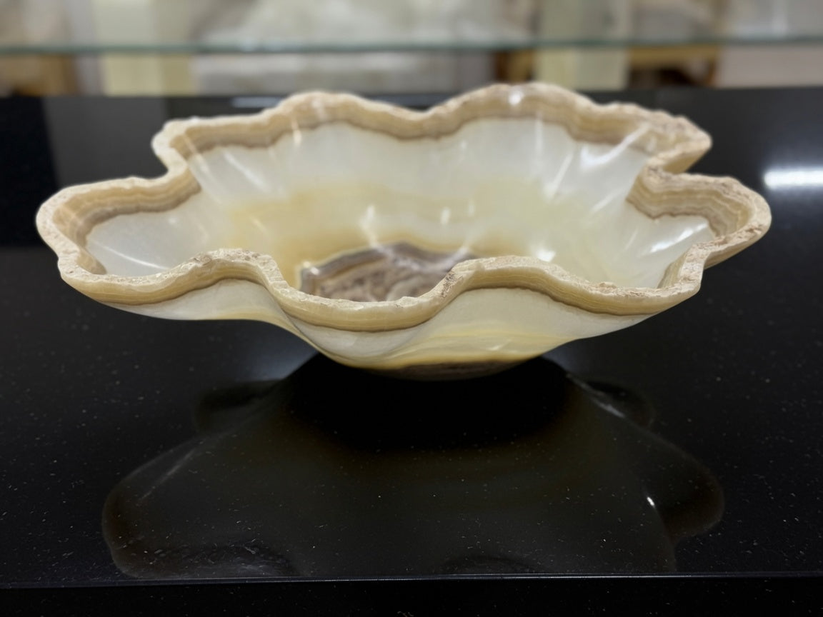 White Nacar Onyx with Brown Banding Bowl
