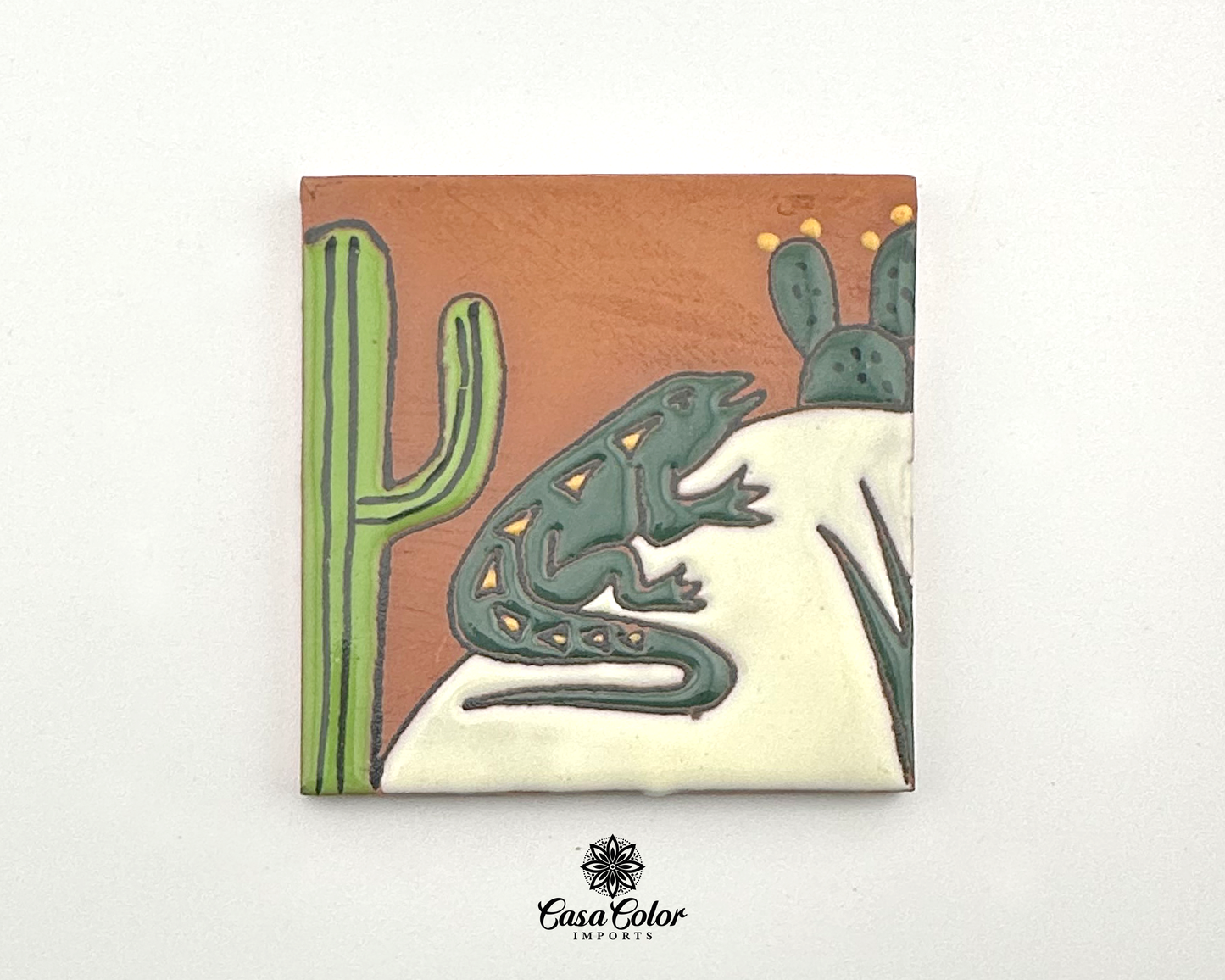 Desert Handmade Relief Mexican Decorative Talavera Tile 4"X4" free shipping, can be used as drink coasters..