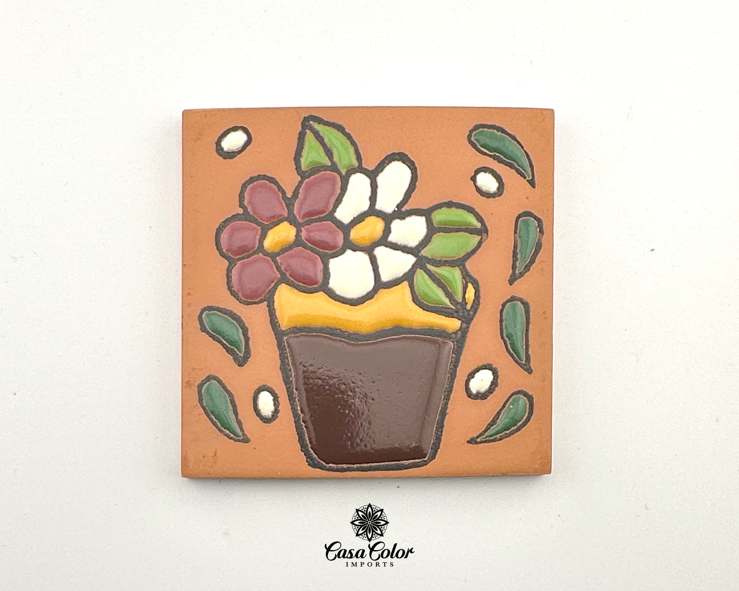 Desert Handmade Relief Mexican Decorative Talavera Tile 4"X4" free shipping, can be used as drink coasters..
