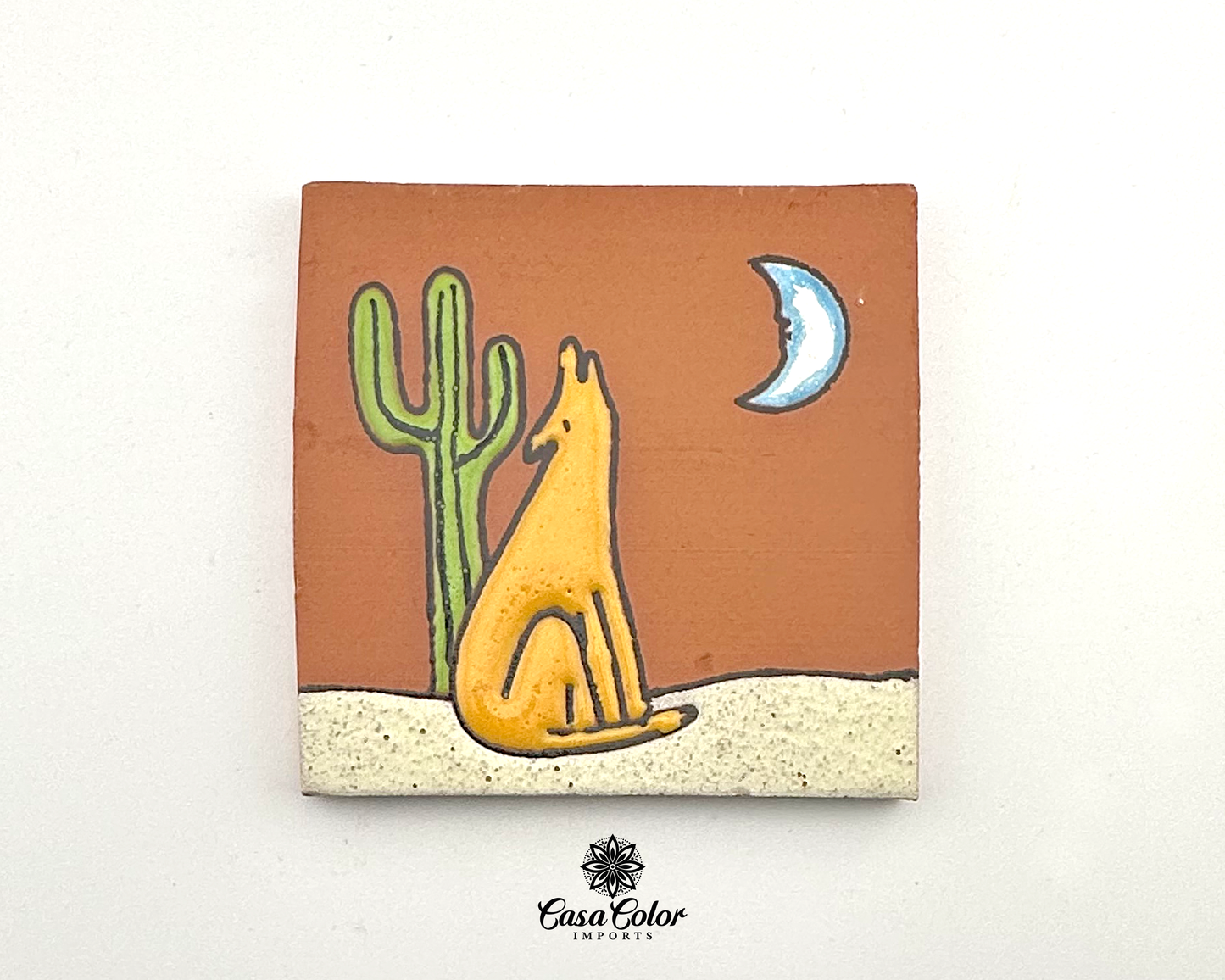 Desert Handmade Relief Mexican Decorative Talavera Tile 4"X4" free shipping, can be used as drink coasters..
