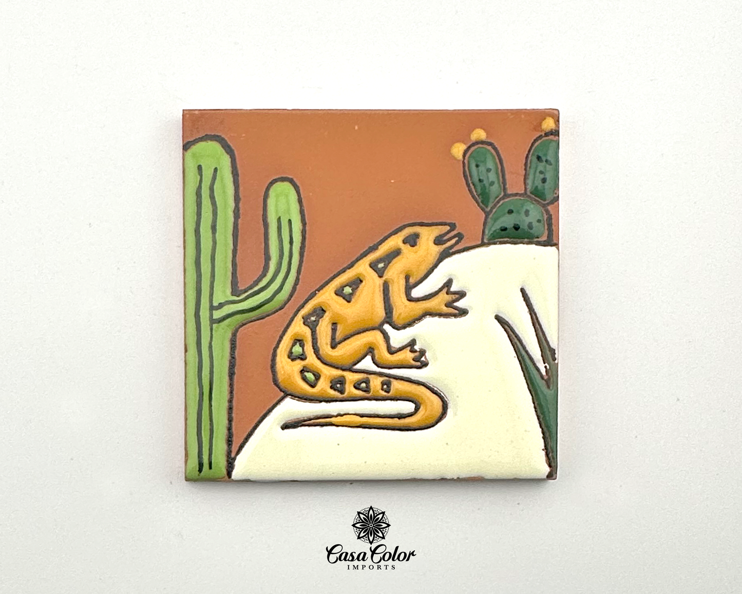 Desert Handmade Relief Mexican Decorative Talavera Tile 4"X4" free shipping, can be used as drink coasters..