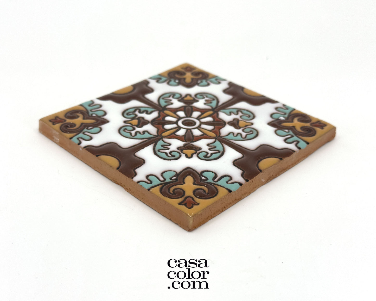 4"x4" Earth Inspired Tile. Glossy Relief Surface Tile. Hand Crafted Tile.