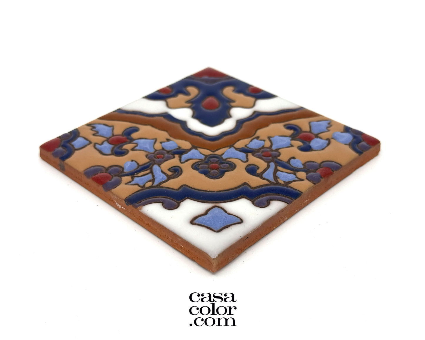 4"x4" Multicolor Flower Tile. Relief Surface Tile.