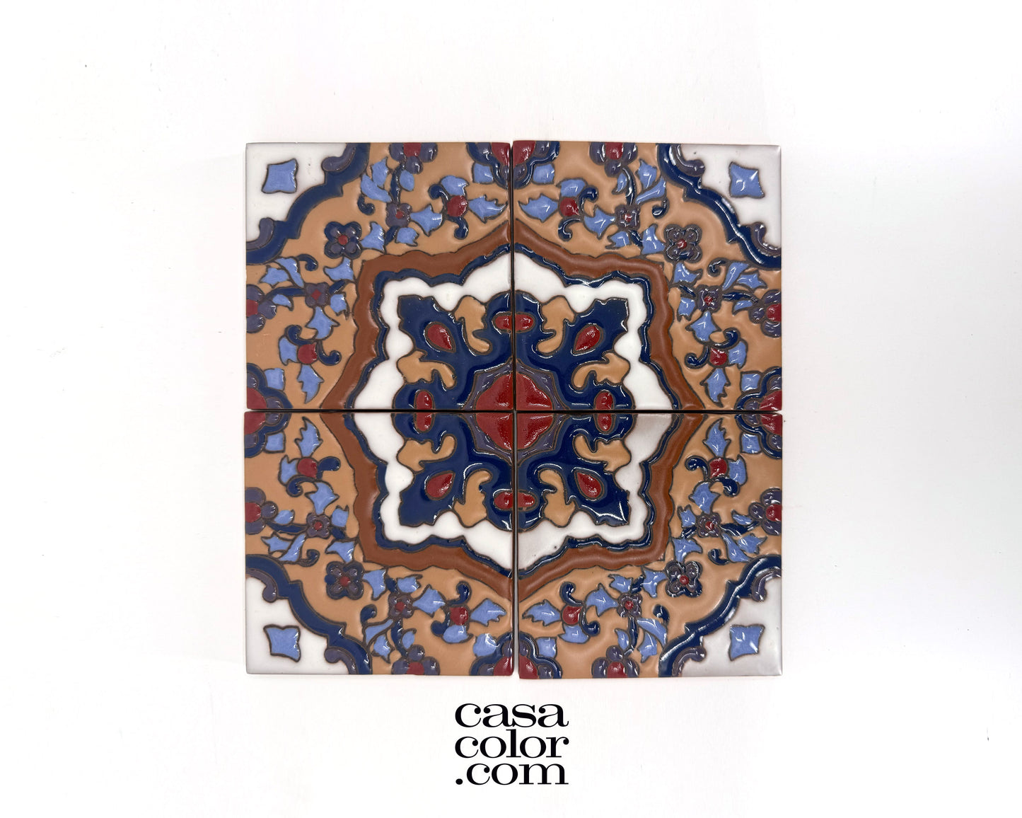 4"x4" Multicolor Flower Tile. Relief Surface Tile.