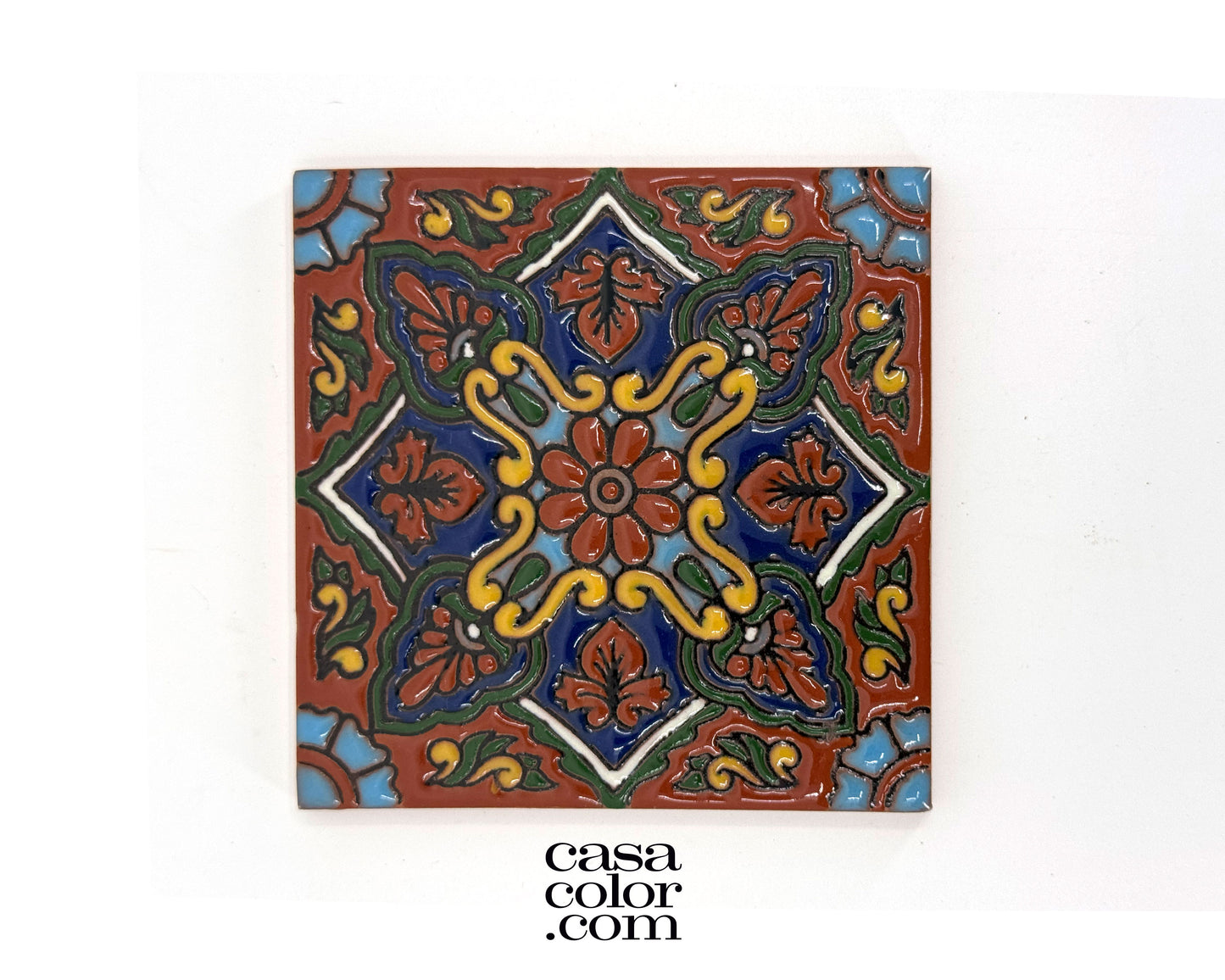 4"x4" Colonial Style Tile. Relief Matte Surface Tile. Hand-Painted Tile