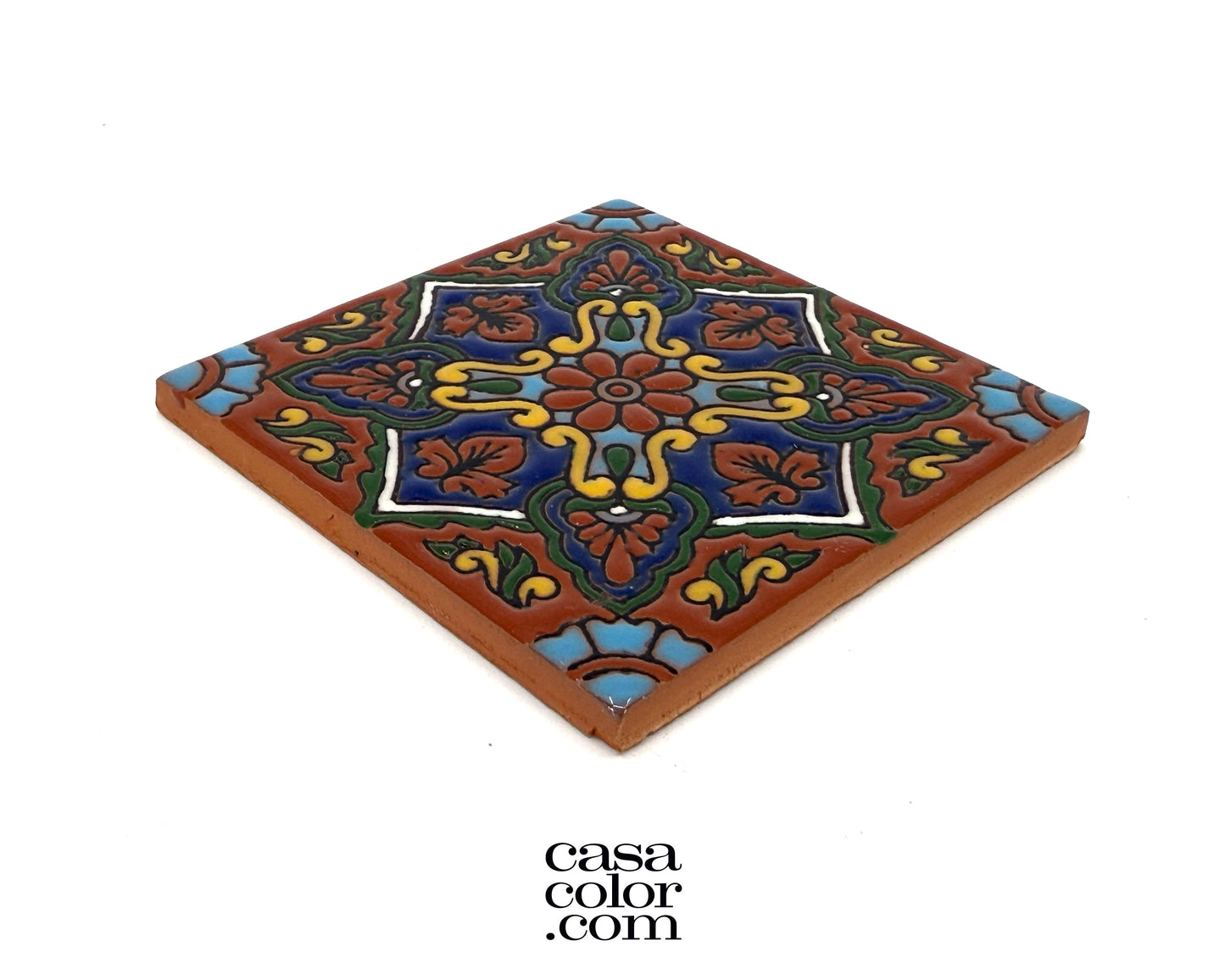 4"x4" Colonial Style Tile. Relief Matte Surface Tile. Hand-Painted Tile