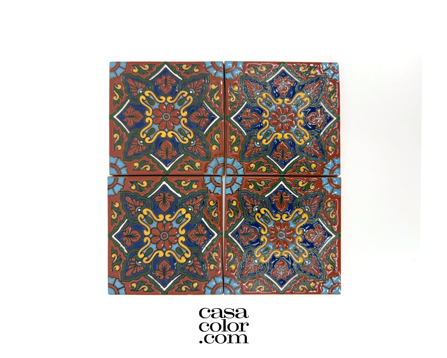 4"x4" Colonial Style Tile. Relief Matte Surface Tile. Hand-Painted Tile