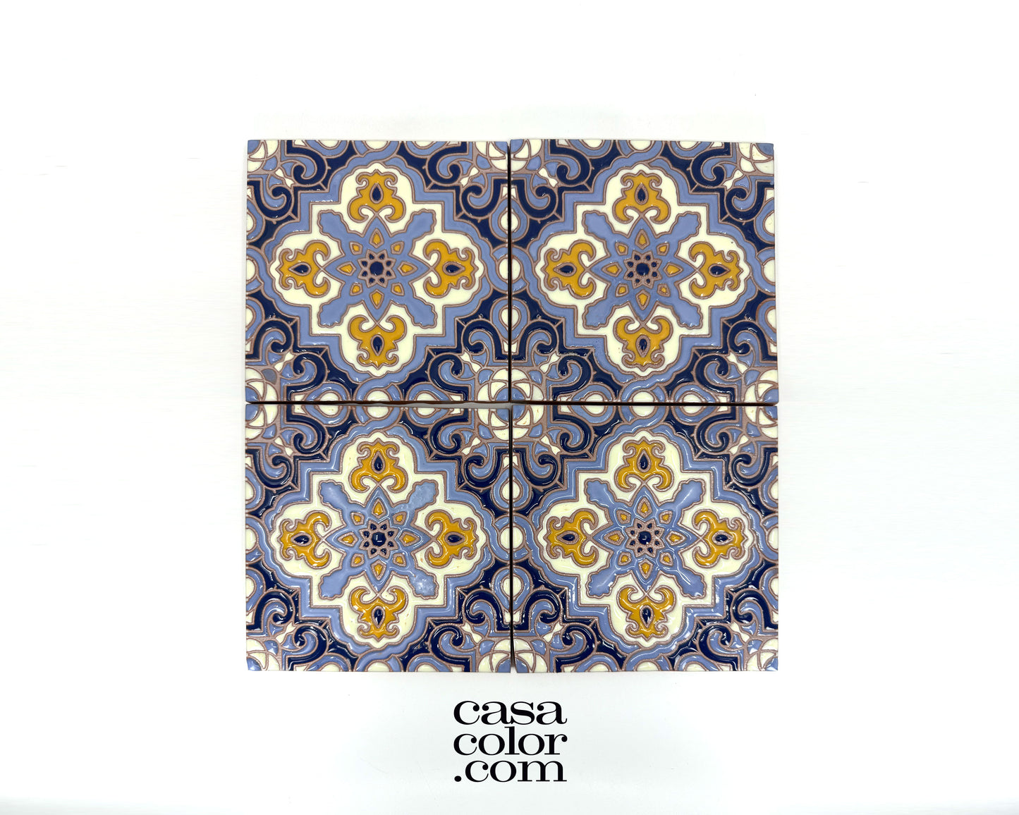 6"x6" High Glossy Relief Surface Tile. Lilac/Blue Tile. Mediterranean Style Tile.