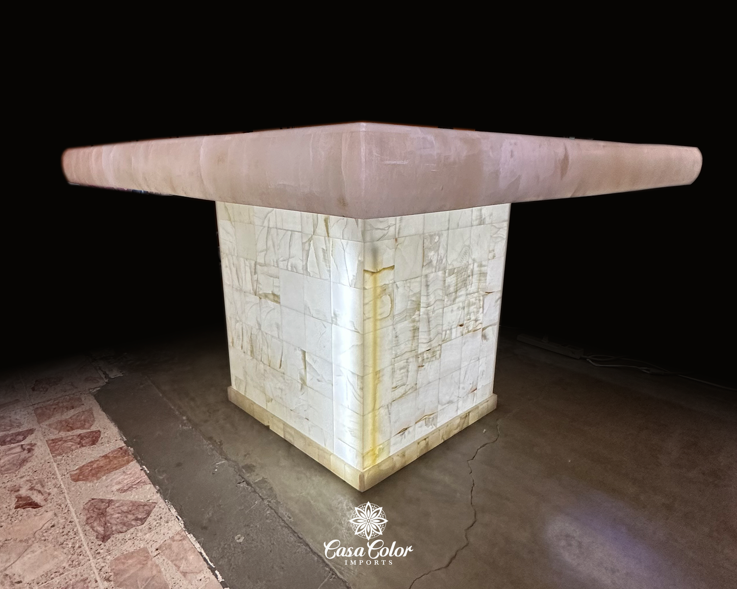 Luxury white translucent backlit handmade Onyx Dining Table for 8 people