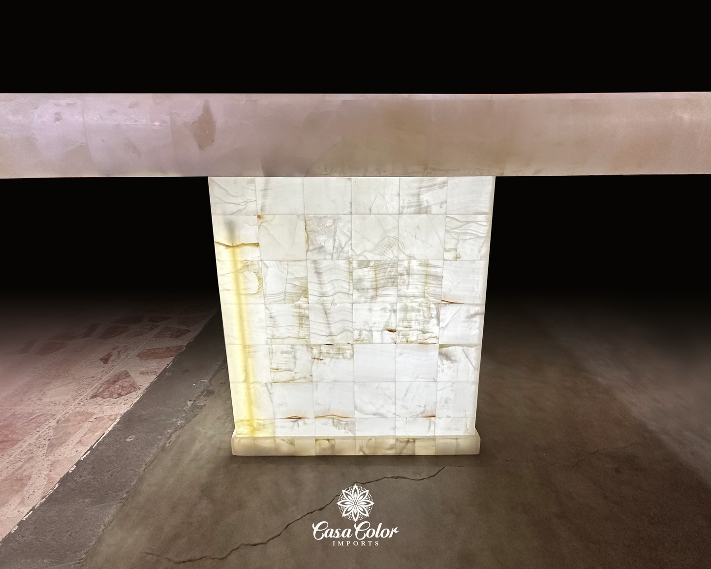 Luxury white translucent backlit handmade Onyx Dining Table for 8 people