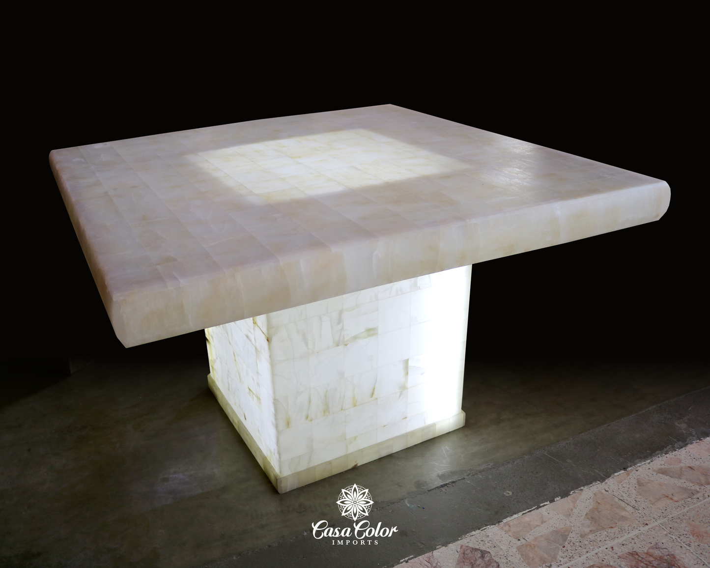 Luxury white translucent backlit handmade Onyx Dining Table for 8 people