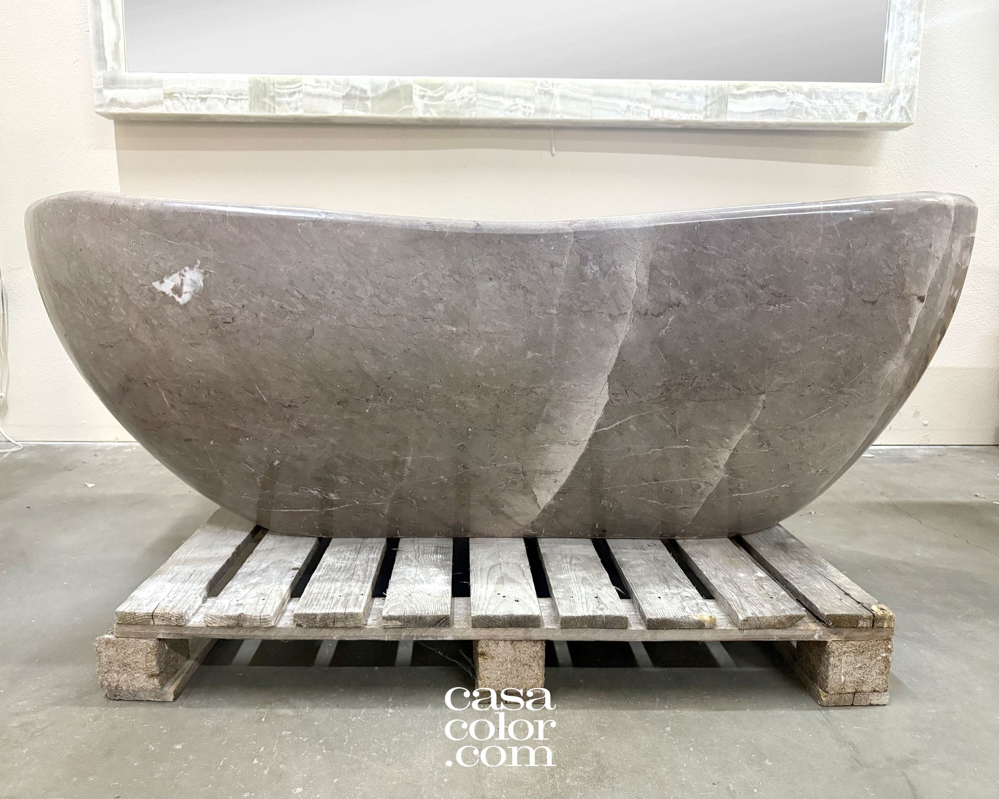 Gray and White  Stone Tub 