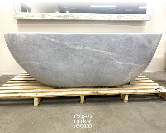 Gray and White marble stone tub