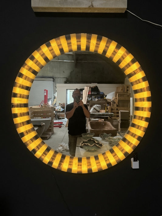 Super Large Circular Onyx Mirror.