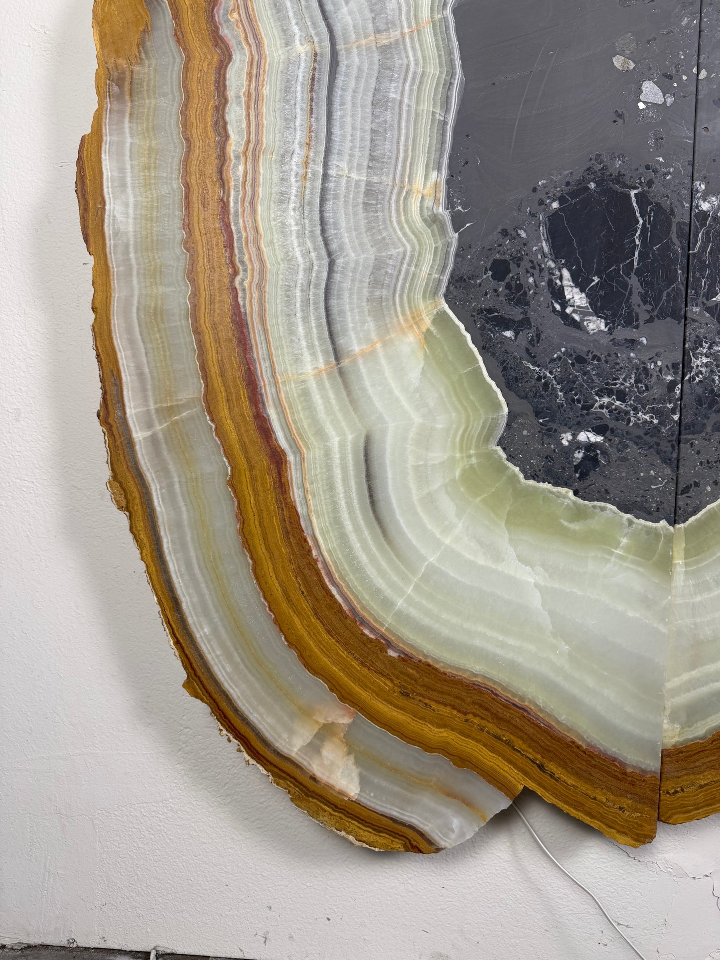 Two-Piece Onyx Stone Backlit Art Piece Wall Decor