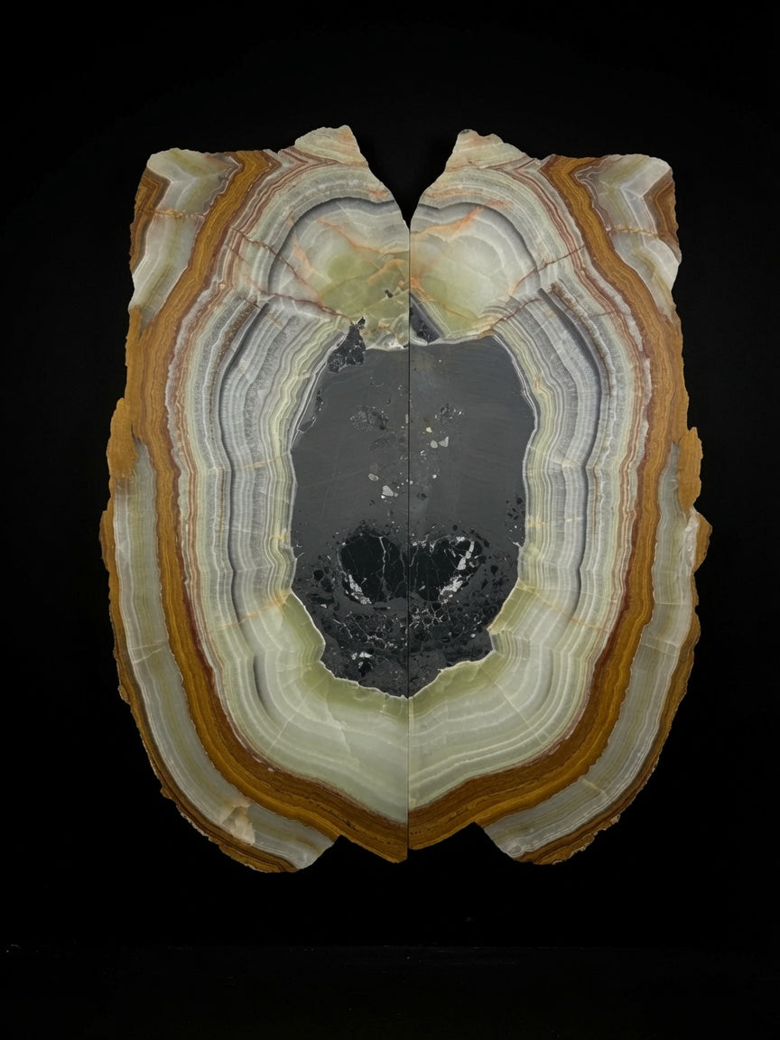 Two-Piece Onyx Stone Backlit Art Piece Wall Decor