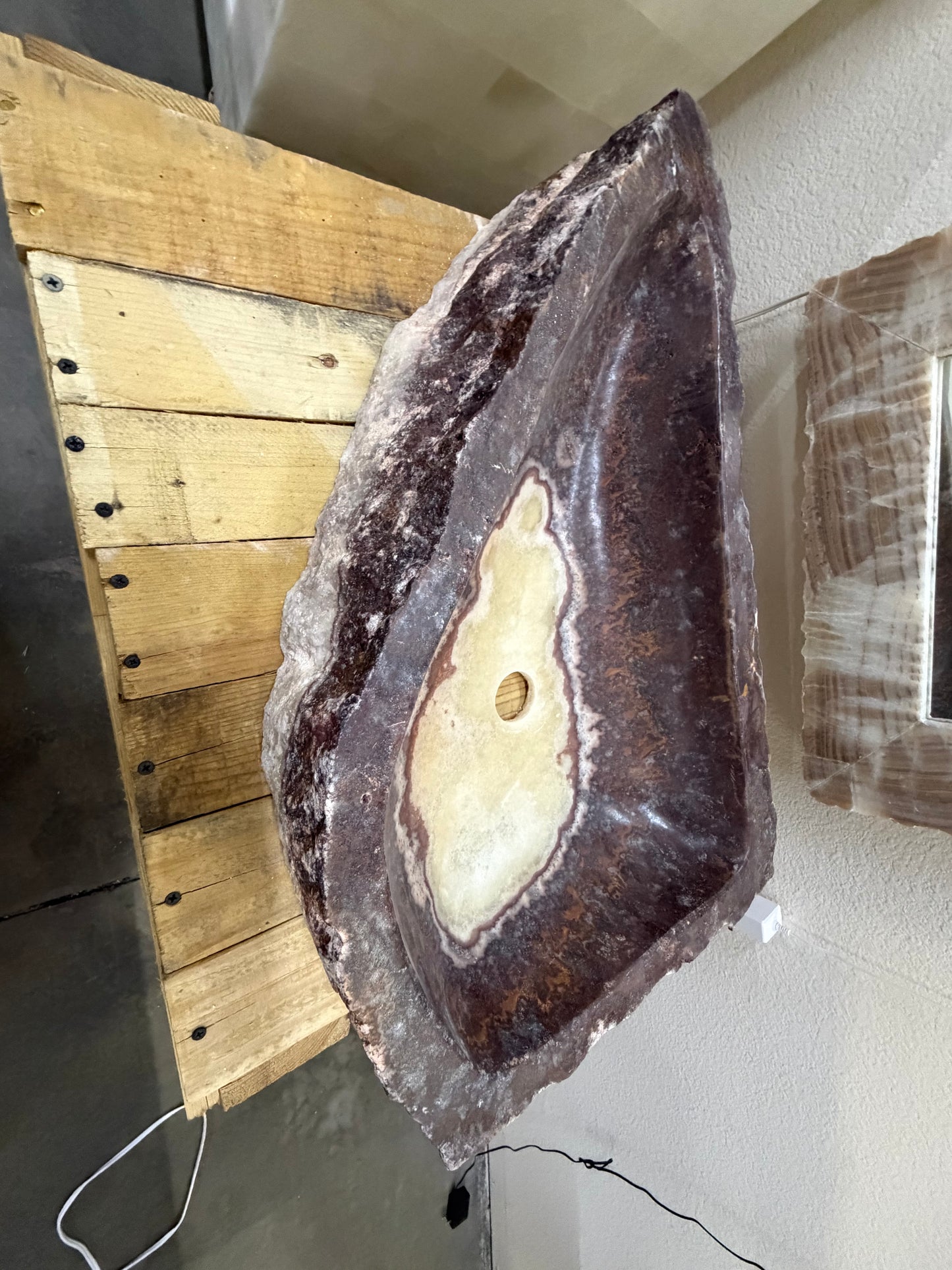 Hand-Crafted White/Purple Stone Onyx Sink