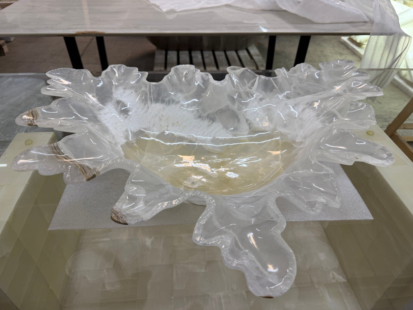 Huge 31.5 x 25 Inch Nacar Onyx center table bowl