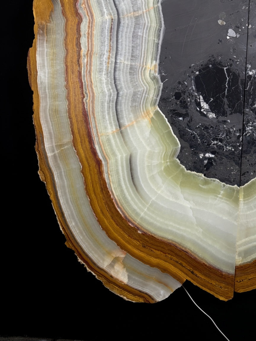 Two-Piece Onyx Stone Backlit Art Piece Wall Decor