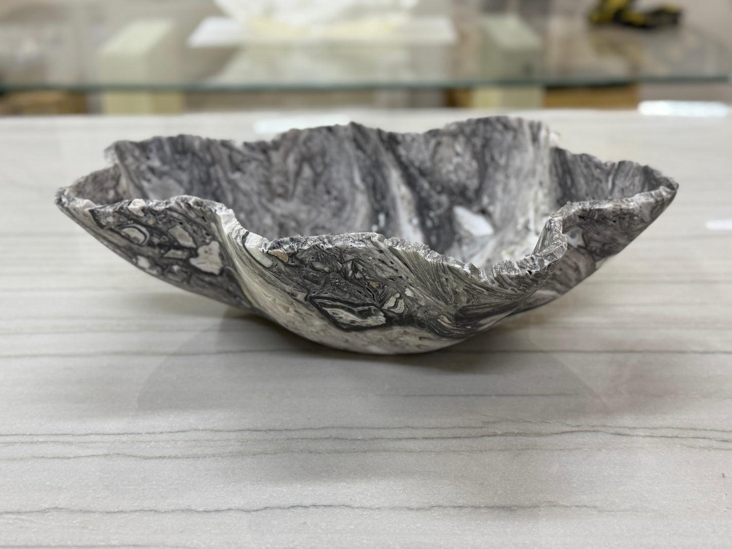 Black/White Onyx Bowl. Center Table Piece.