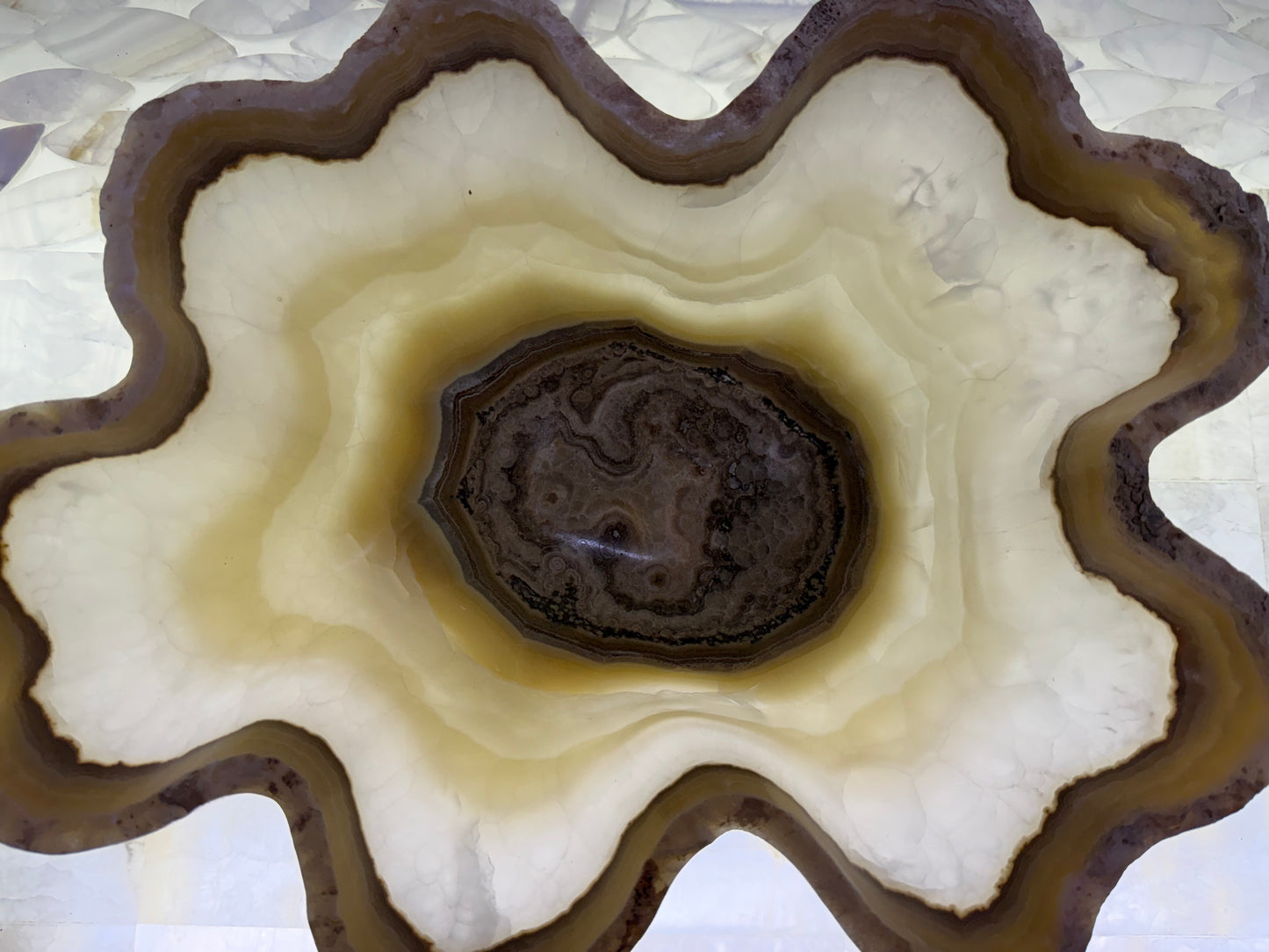 White Nacar Onyx with Brown Banding Bowl