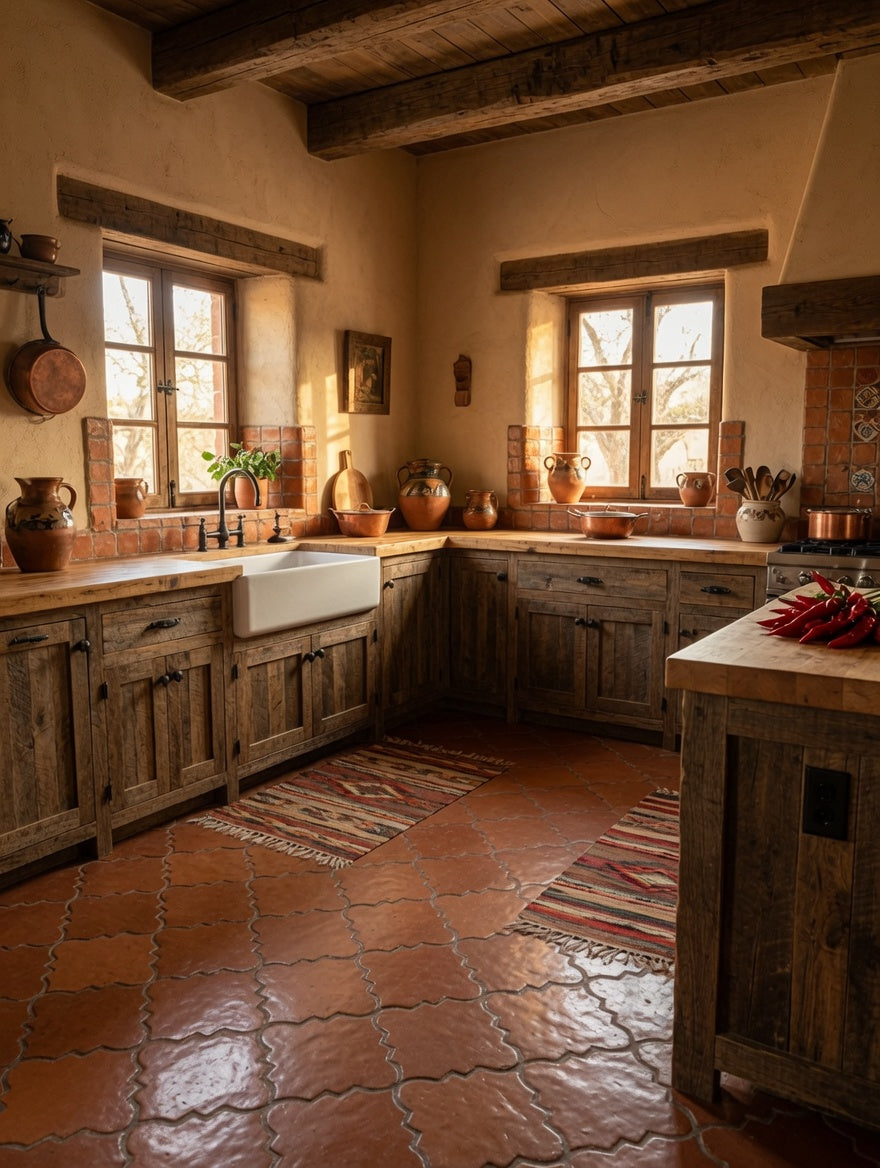 Sealed Handmade Terracotta, Saltillo Weather-resistant Tile , Spanish Tile, Rustic Tile,  Hacienda Style Tile