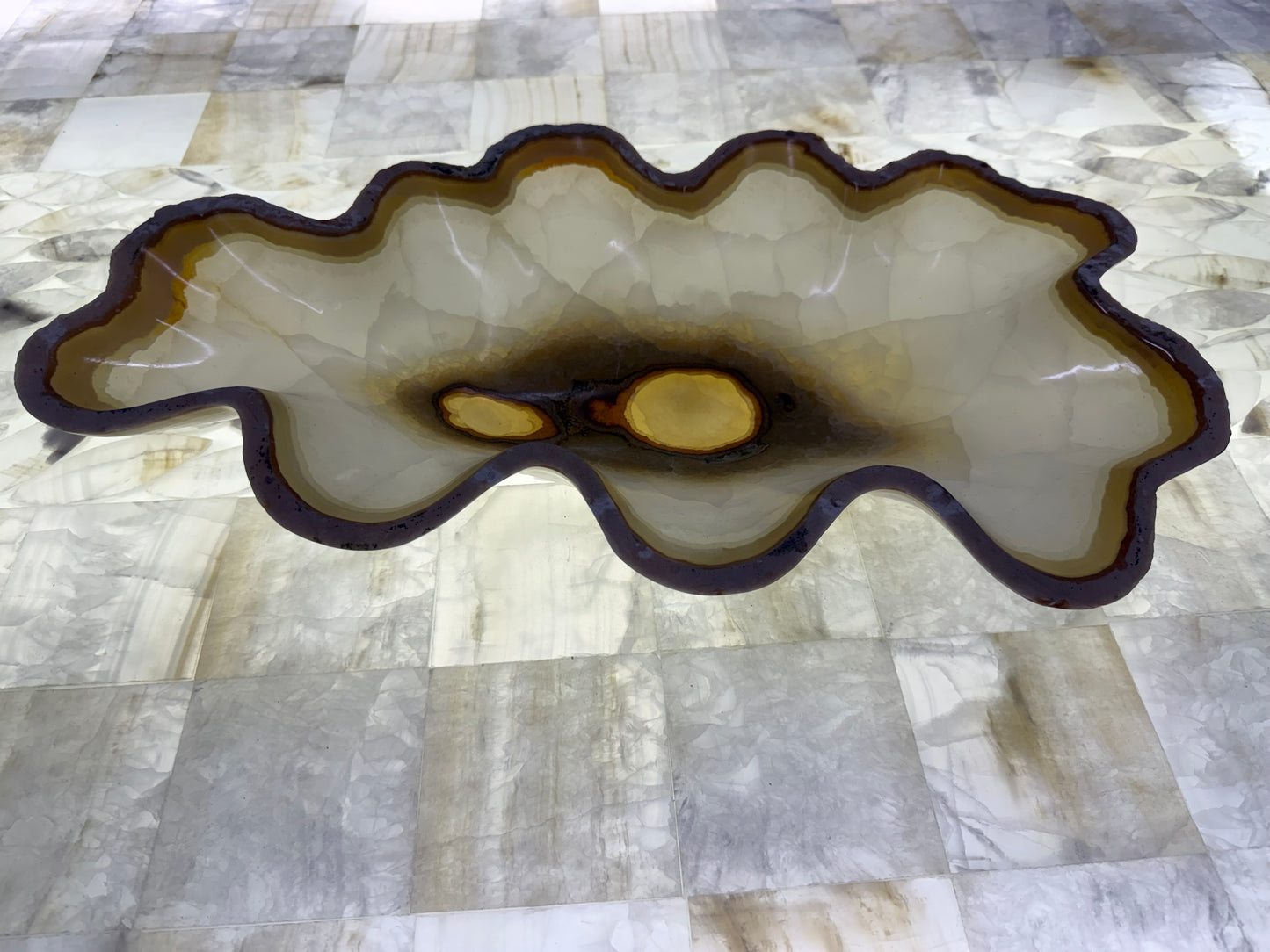 Nacar Onyx Caramel Bottom Bowl