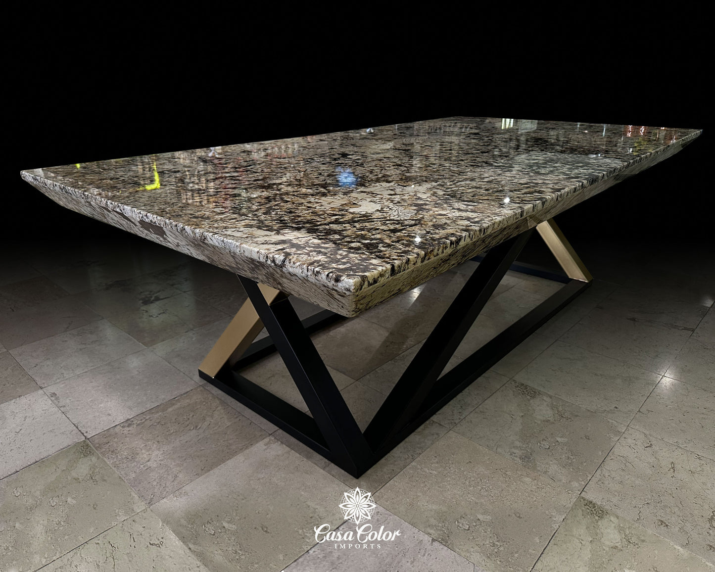 Exotic Brazilian Patagonia Quartzite Dining Table. Dining Table Seating for 12 - 14 People.