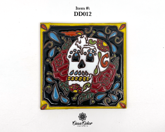 Skull Day of the Dead ( Dia de los Muertos) Talavera tile mosaic. Size is 6x6
