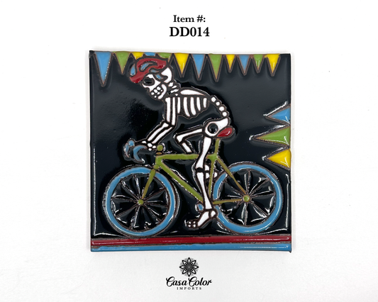 Biker Day of the Dead ( Dia de Los Muertos) Talavera tile mosaic Size is 6x6 (Copy)