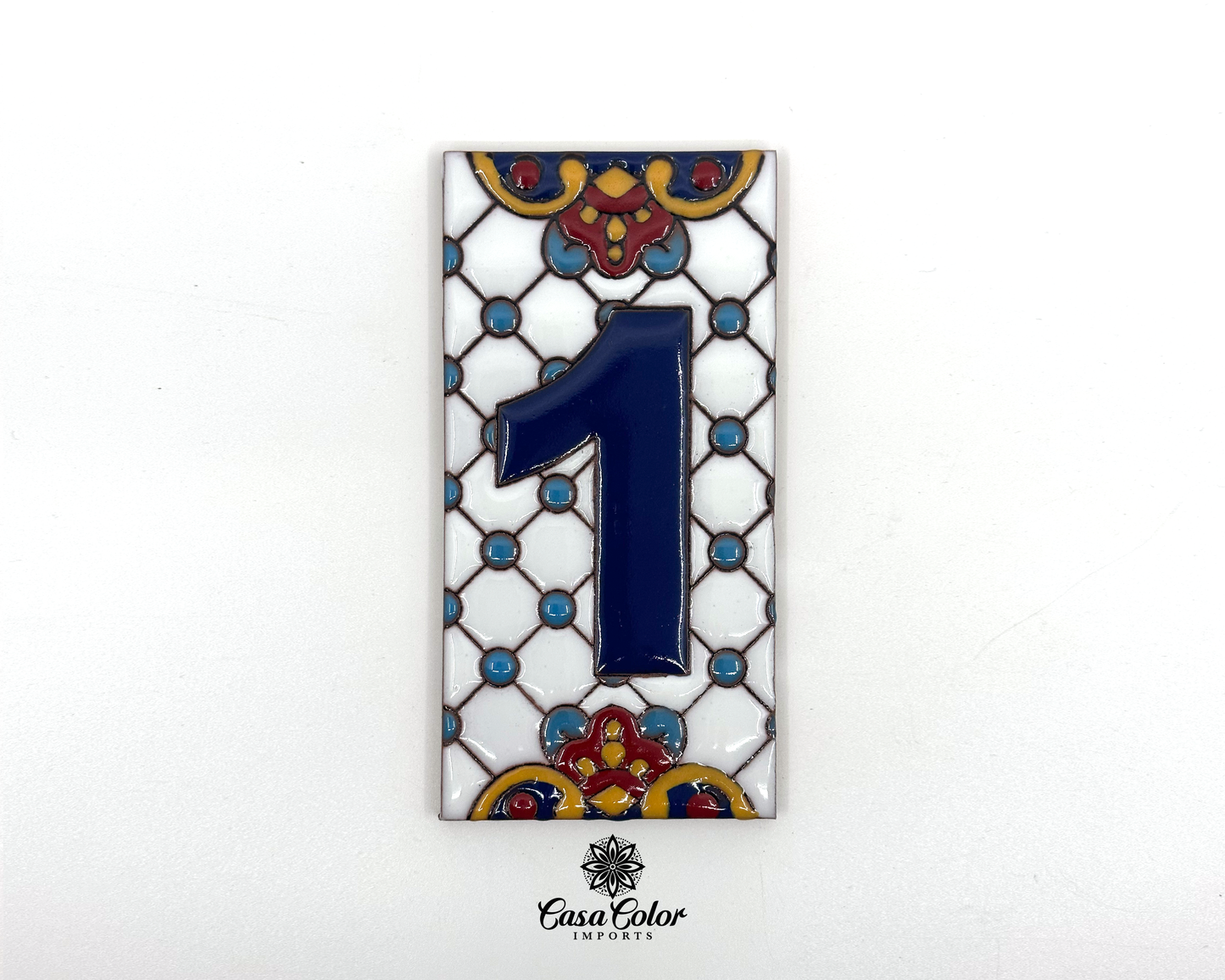 Mexican Talavera house address blue numbers. Handmade tile. FREE SHIPPING.