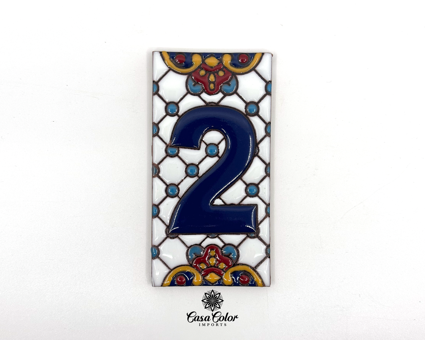 Mexican Talavera house address blue numbers. Handmade tile. FREE SHIPPING.