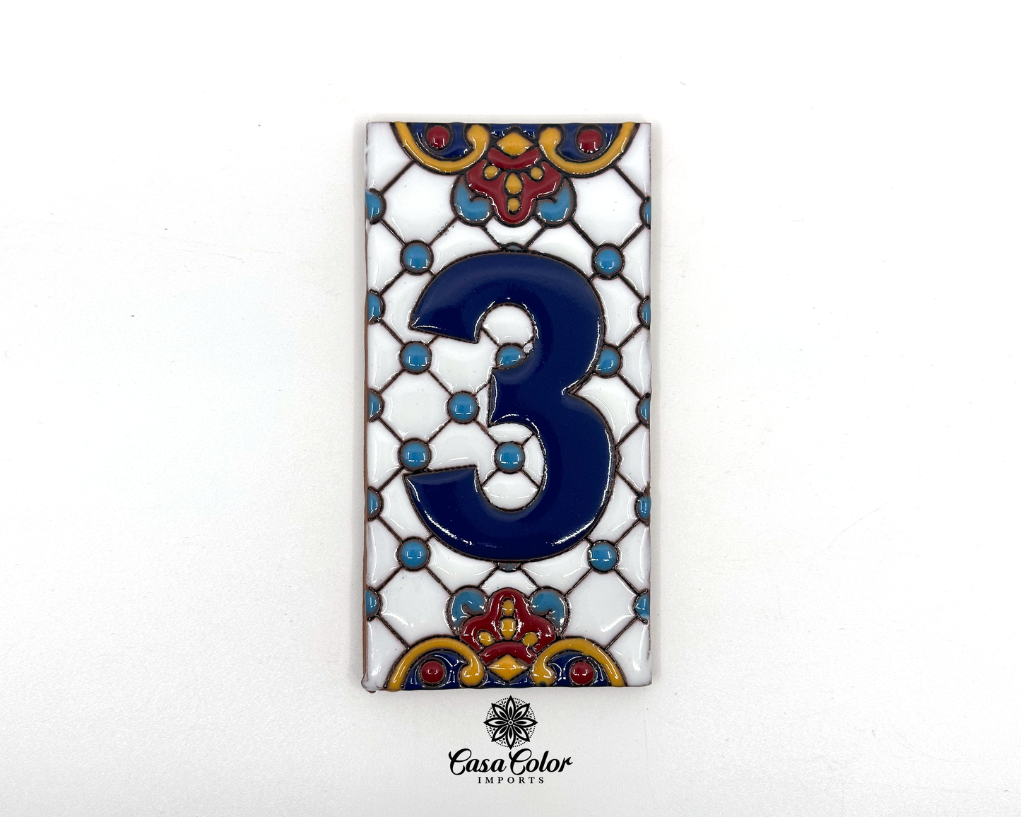 Mexican Talavera house address blue numbers. Handmade tile. FREE SHIPPING.