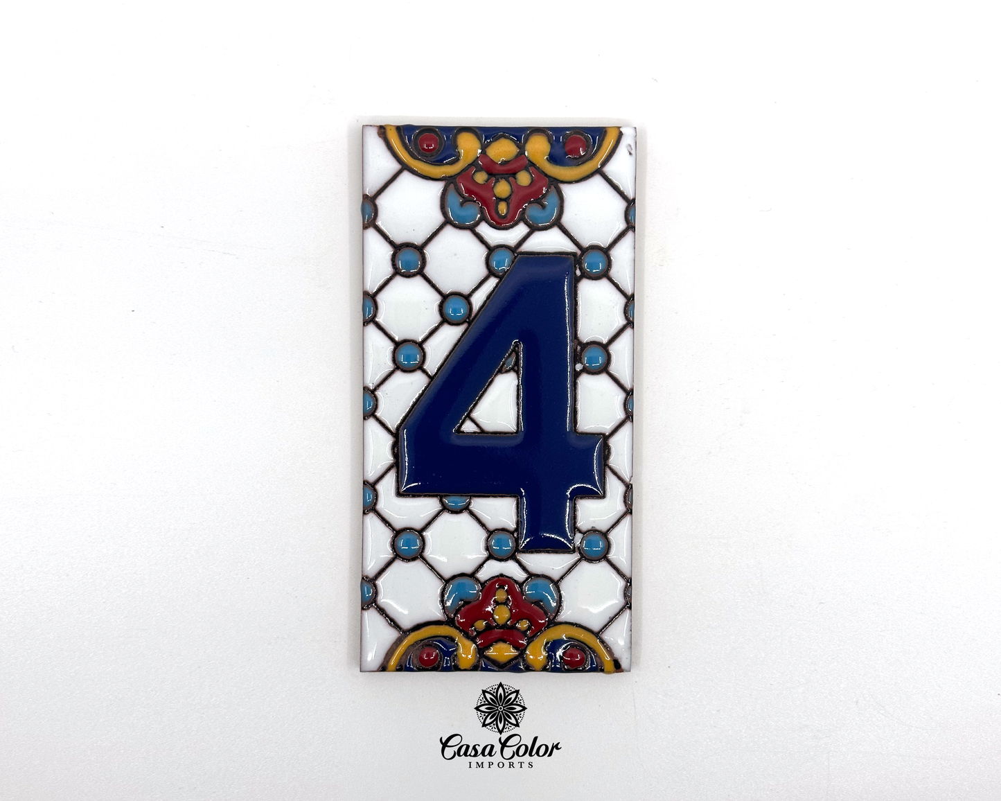 Mexican Talavera house address blue numbers. Handmade tile. FREE SHIPPING.