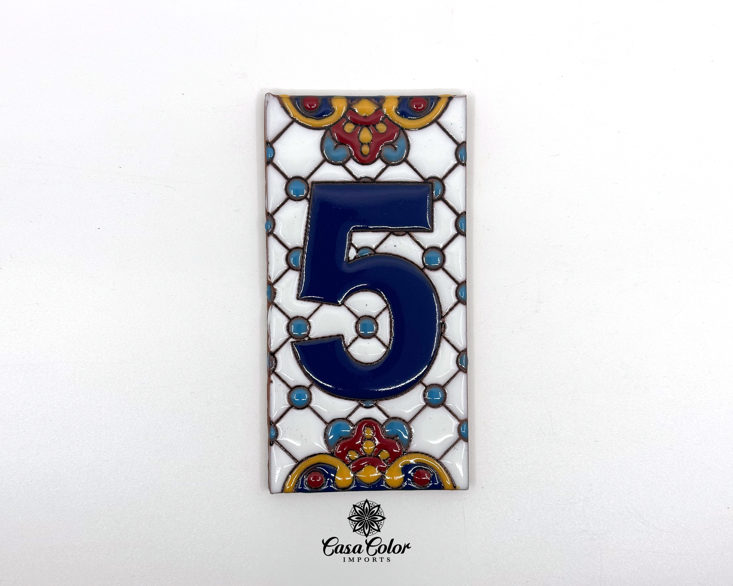 Mexican Talavera house address blue numbers. Handmade tile. FREE SHIPPING.