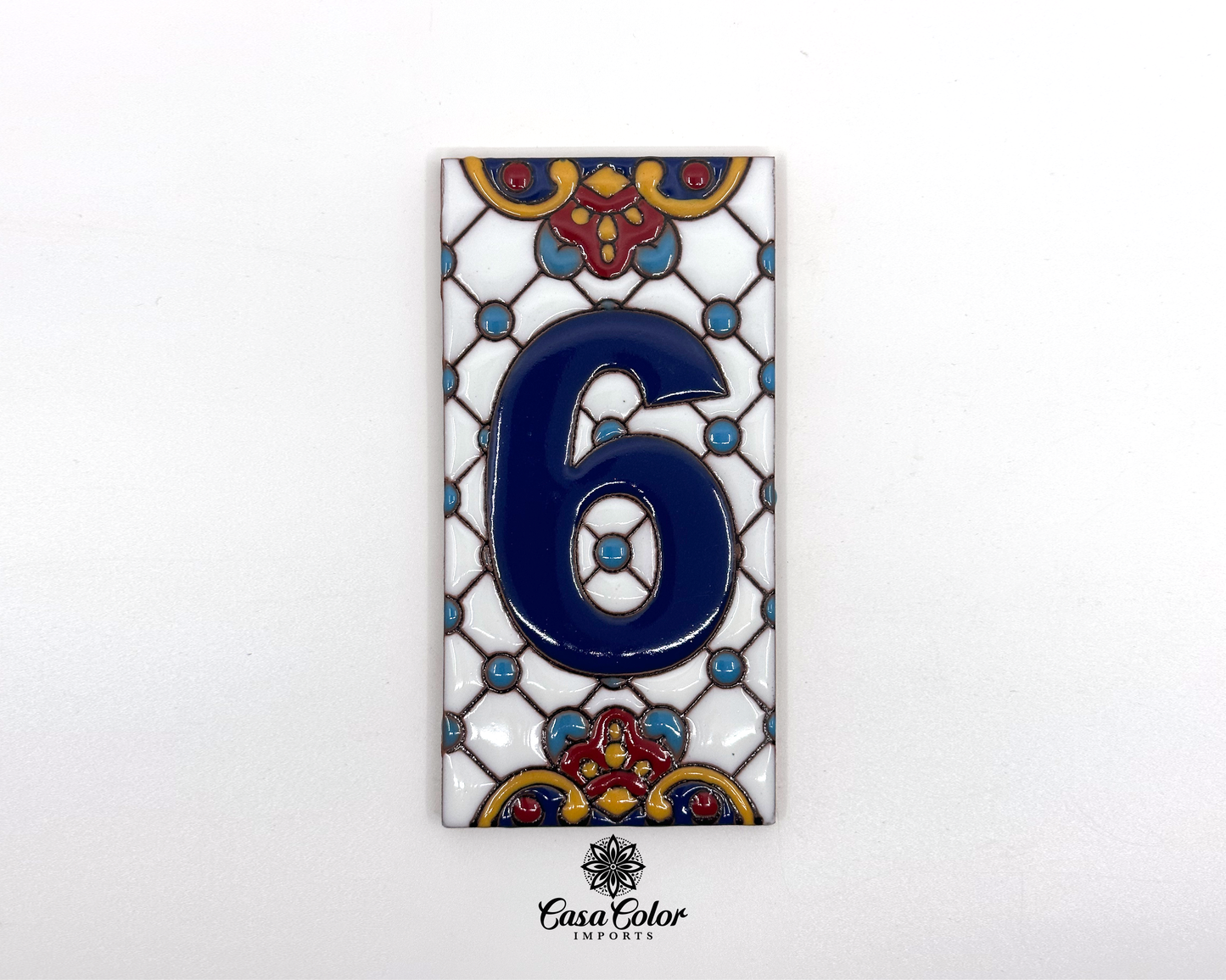 Mexican Talavera house address blue numbers. Handmade tile. FREE SHIPPING.