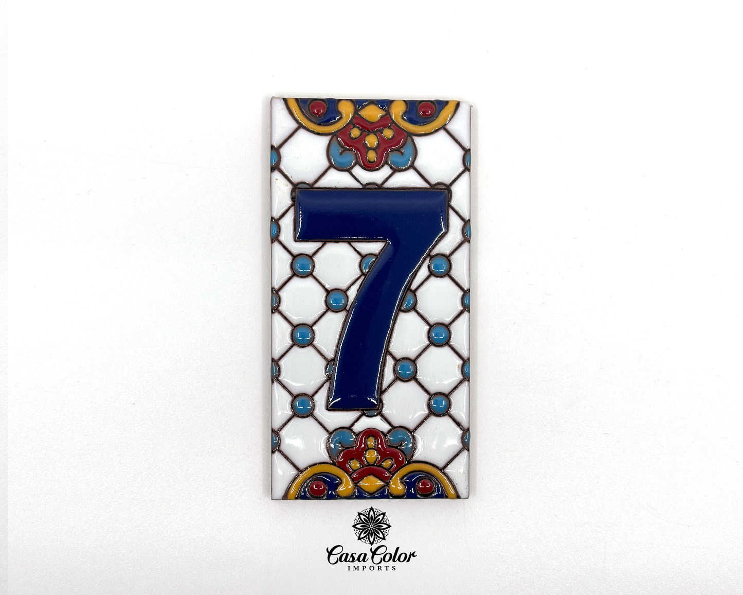 Mexican Talavera house address blue numbers. Handmade tile. FREE SHIPPING.