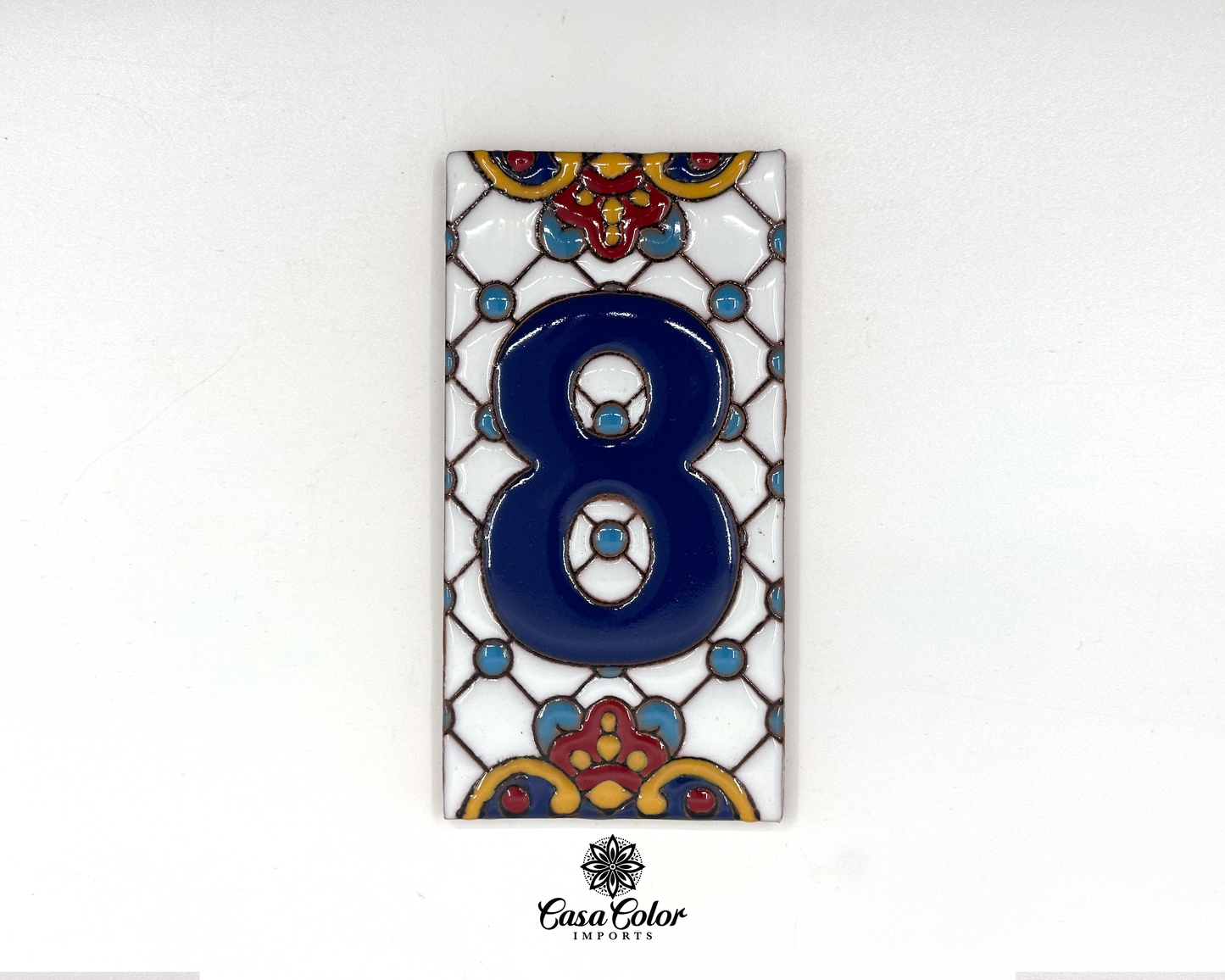 Mexican Talavera house address blue numbers. Handmade tile. FREE SHIPPING.