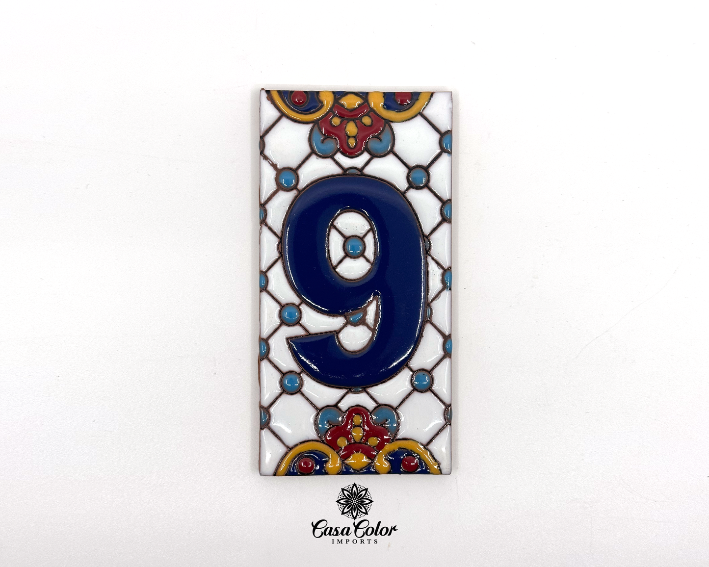 Mexican Talavera house address blue numbers. Handmade tile. FREE SHIPPING.