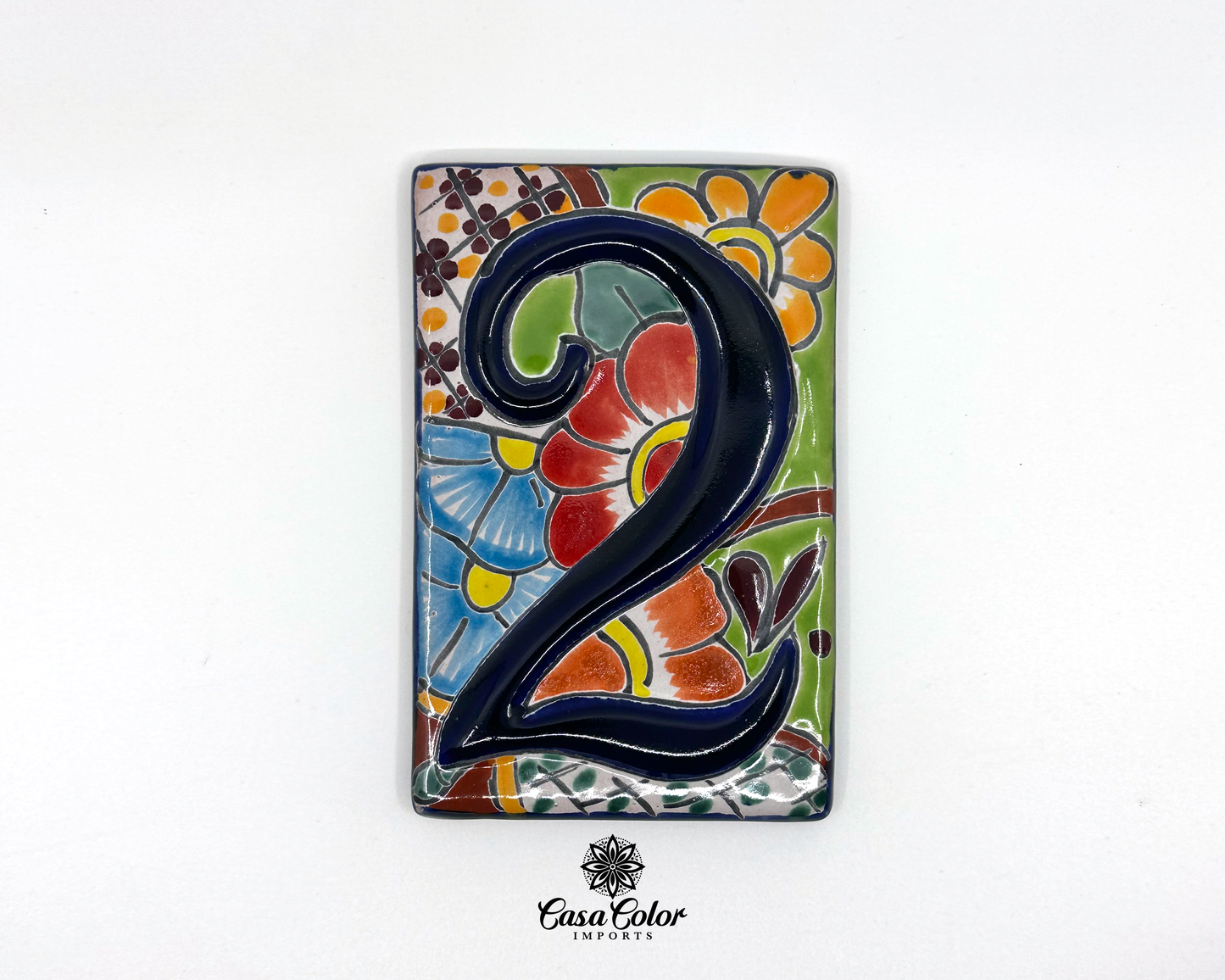 Handmade Colorful Flower Talavera Mexican Tile house street numbers. FREE SHIPPING.