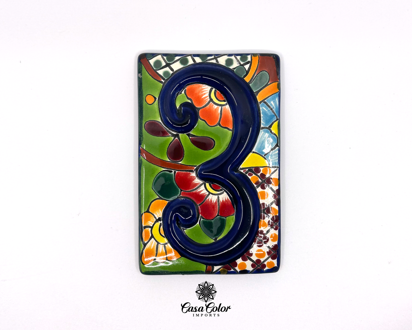 Handmade Colorful Flower Talavera Mexican Tile house street numbers. FREE SHIPPING.