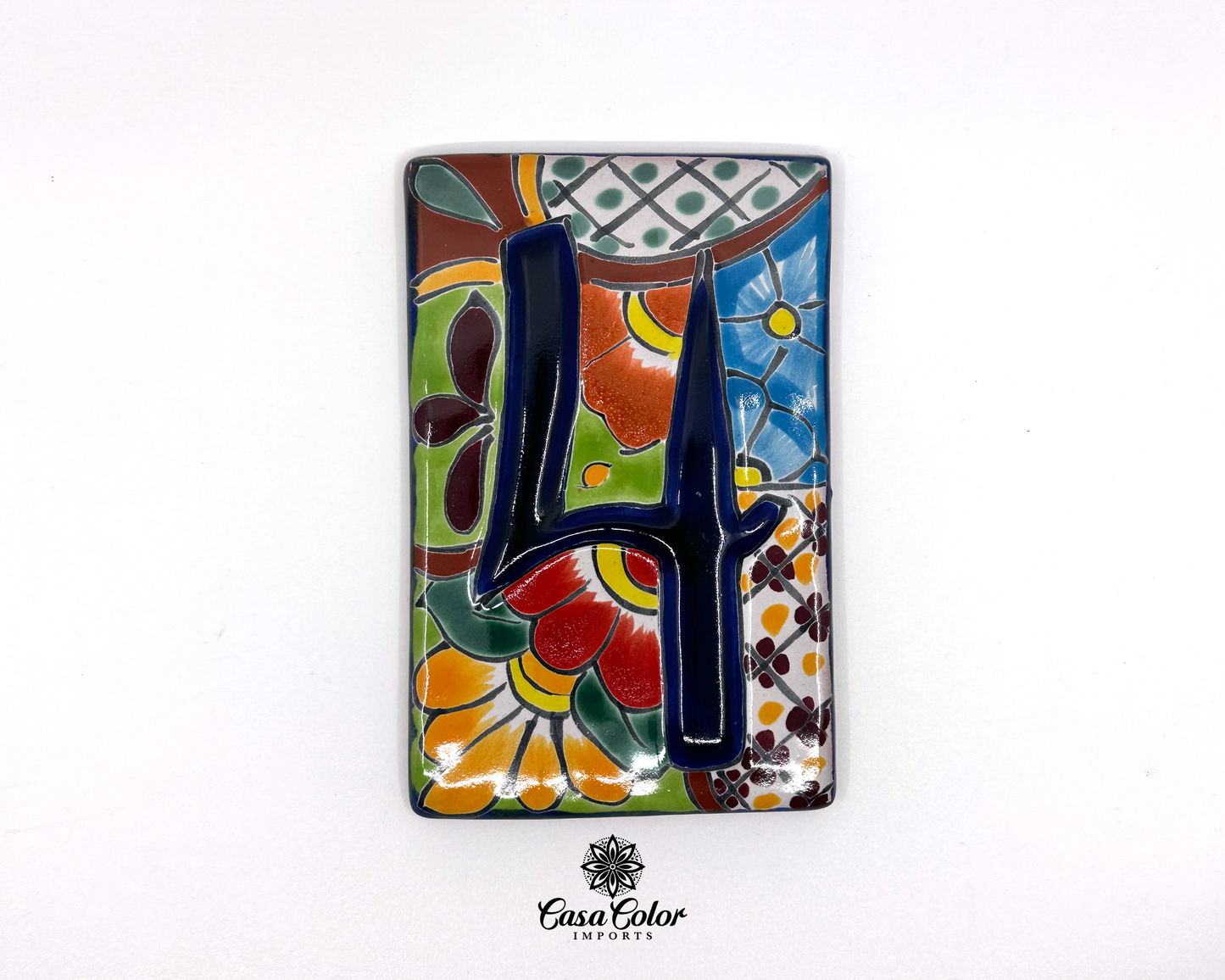 Handmade Colorful Flower Talavera Mexican Tile house street numbers. FREE SHIPPING.