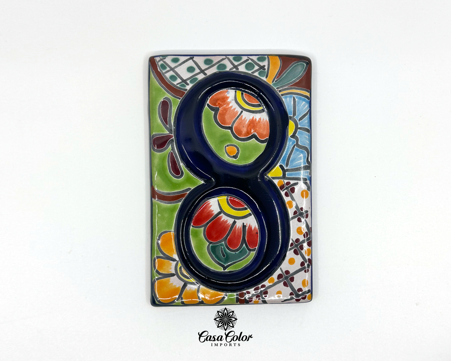 Handmade Colorful Flower Talavera Mexican Tile house street numbers. FREE SHIPPING.