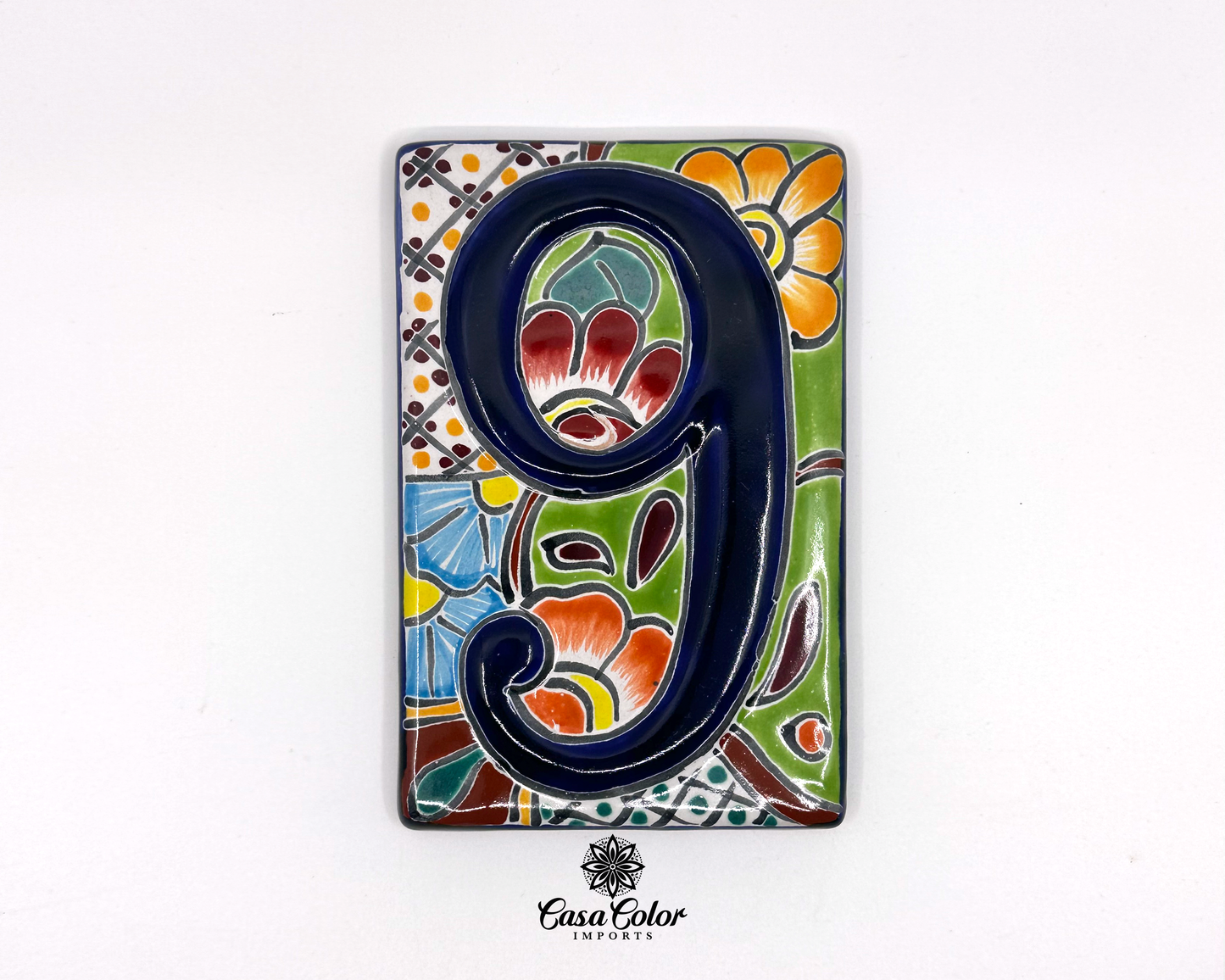 Handmade Colorful Flower Talavera Mexican Tile house street numbers. FREE SHIPPING.