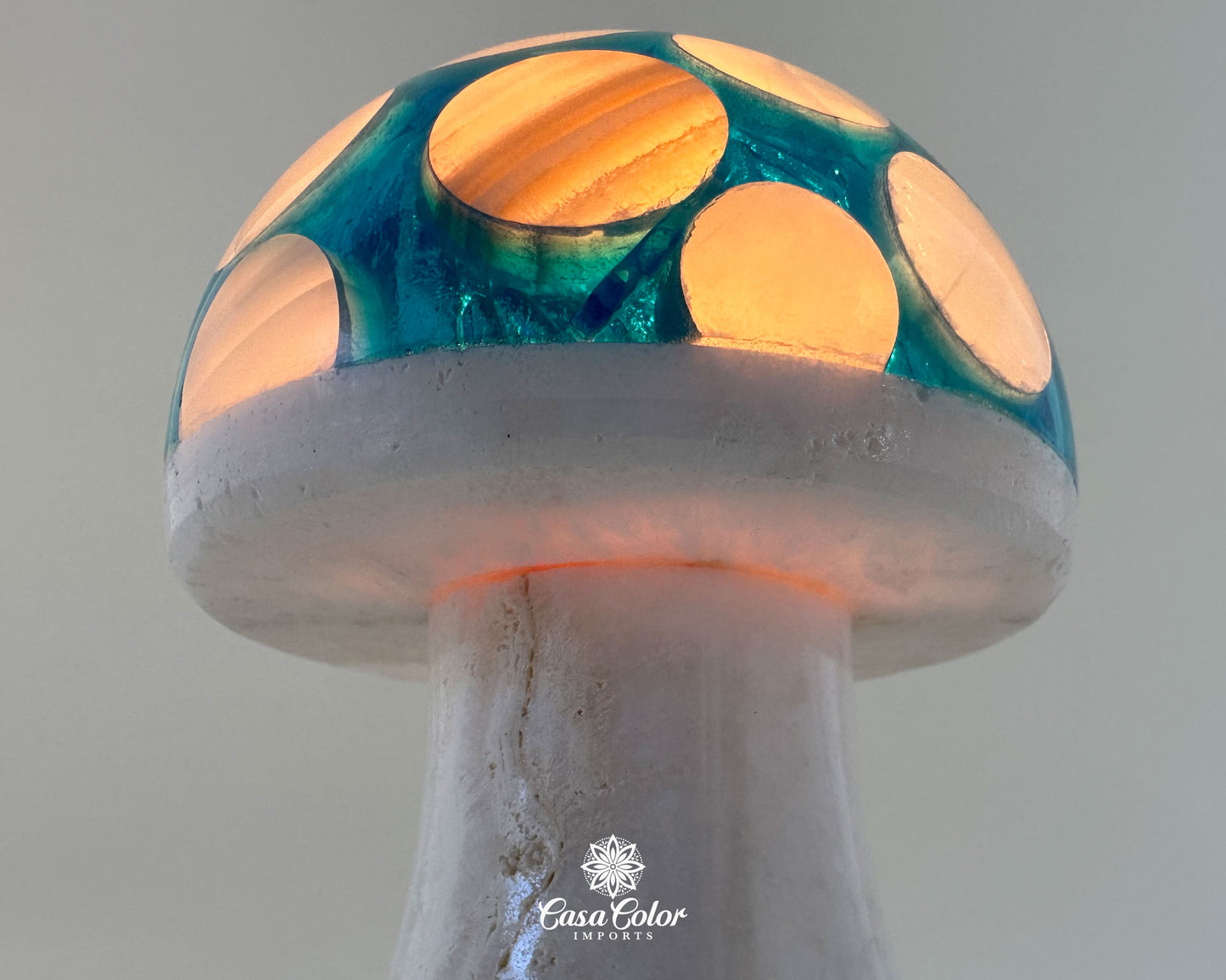 Beautiful Handmade Blue Onyx Mushroom Night Lamp - Size: Small, 4.5" Height