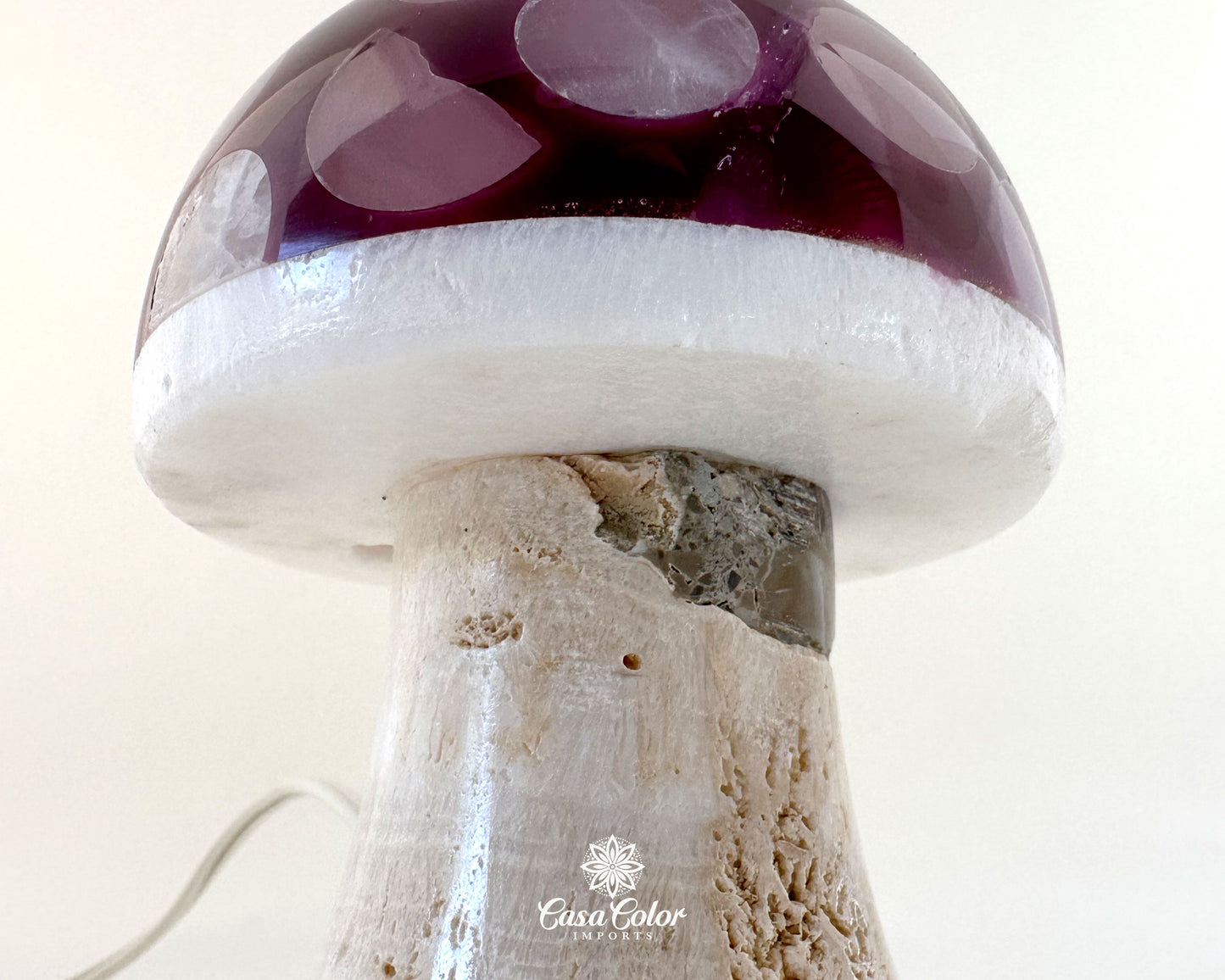 Beautiful Handmade Purple Onyx Mushroom Night Lamp - Size: Large, 6" Height