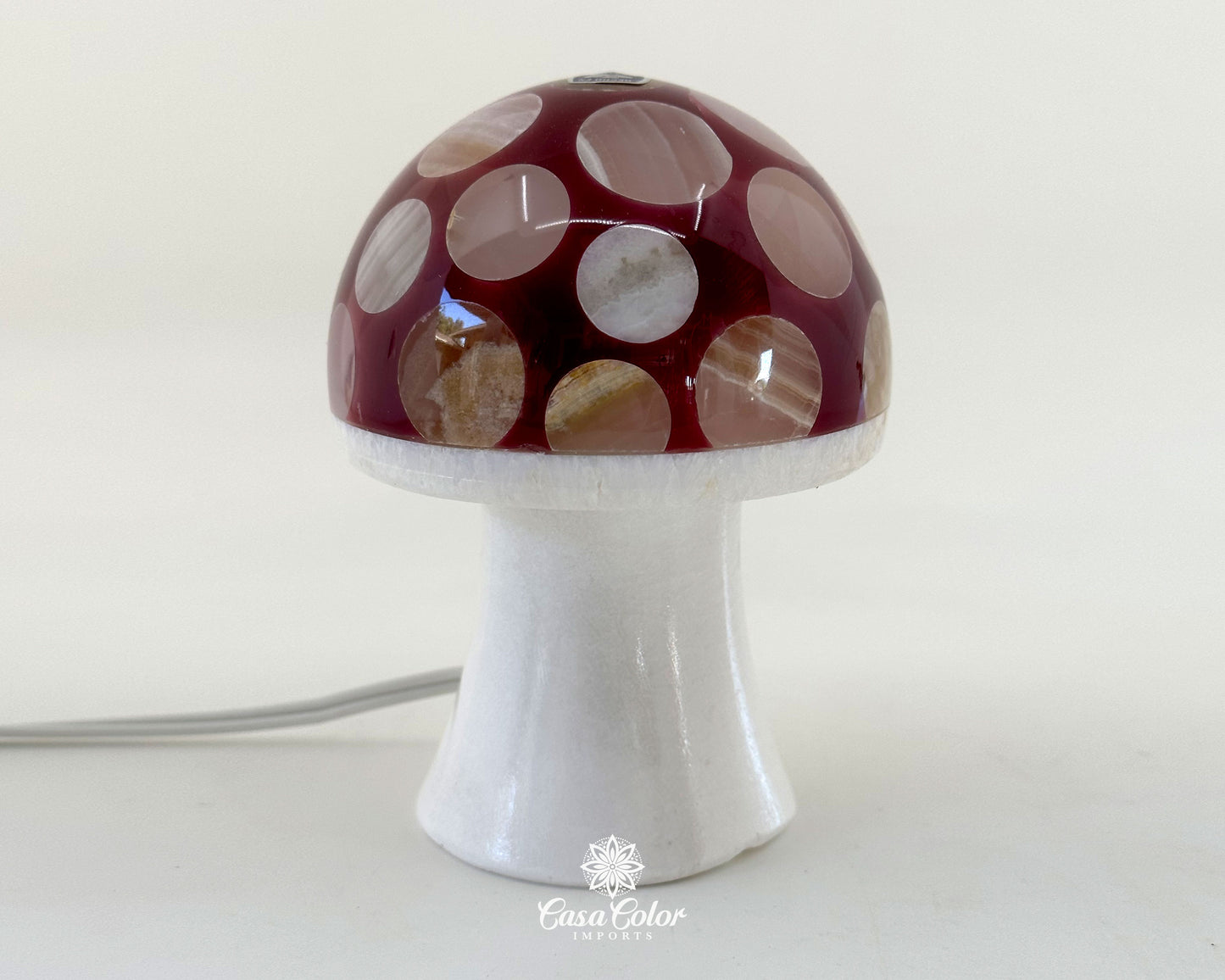 Beautiful Handmade Purple Onyx Mushroom Night Lamp - Size: Large, 6" Height