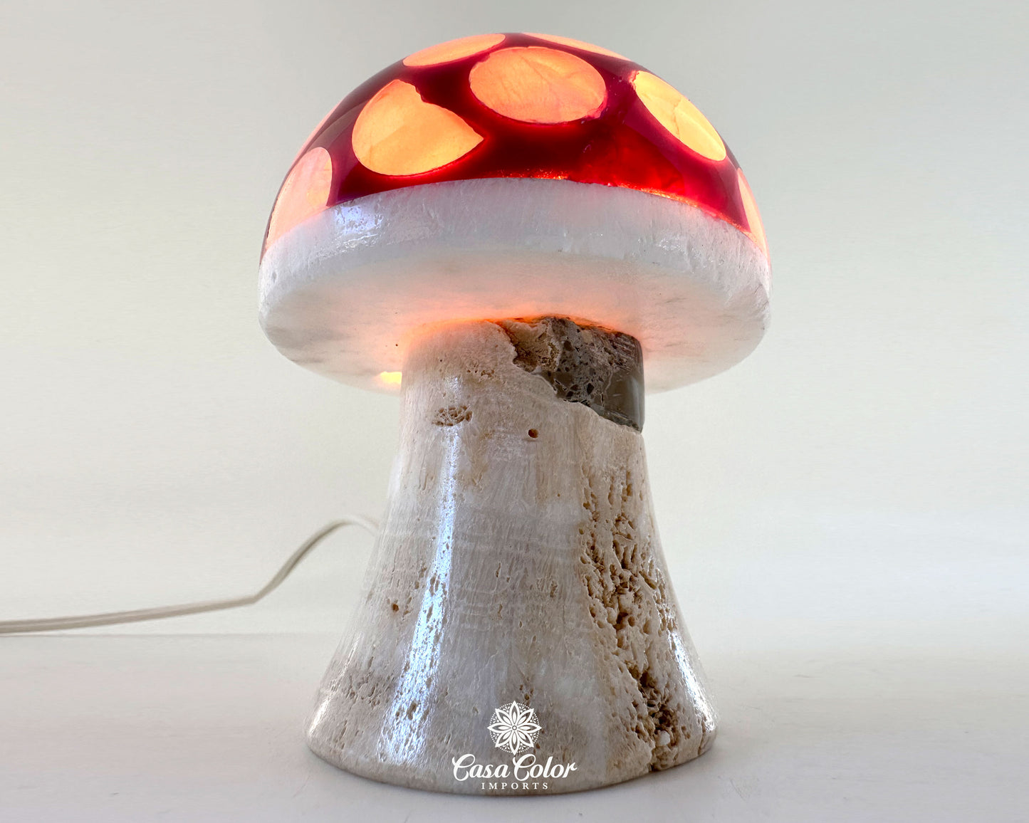 Beautiful Handmade Purple Onyx Mushroom Night Lamp - Size: Large, 6" Height