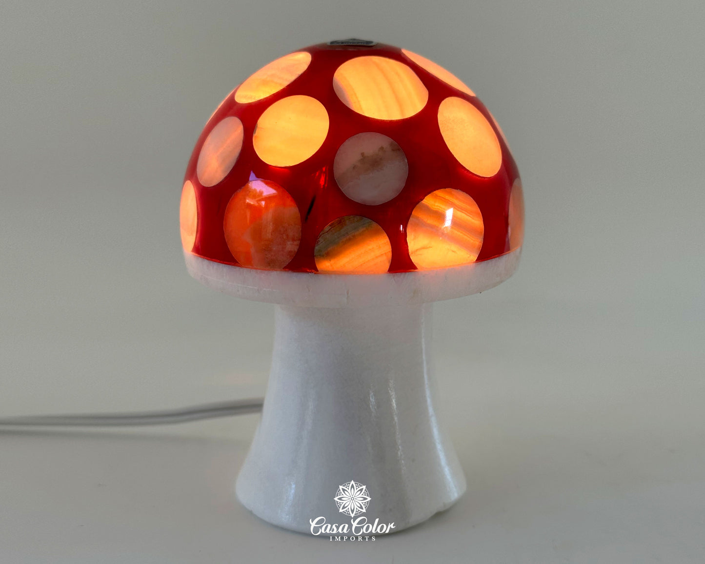 Beautiful Handmade Purple Onyx Mushroom Night Lamp - Size: Large, 6" Height